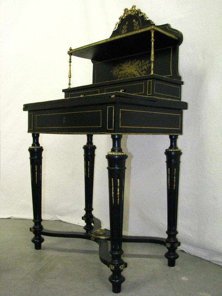 Napoleon III Writing Desk 'Scrivania' Inlaid Escritoire For Sale at 1stDibs