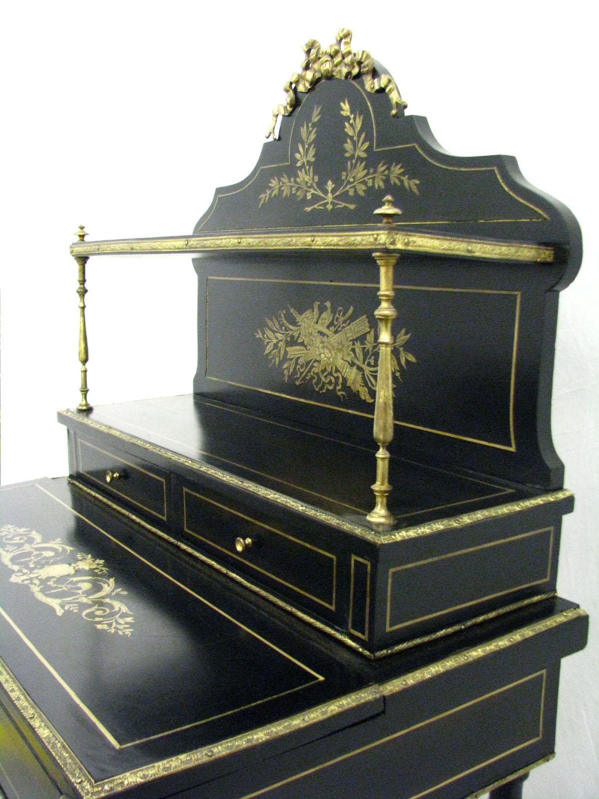 19th Century Napoleon III Writing Desk 'Scrivania' Inlaid Escritoire For Sale