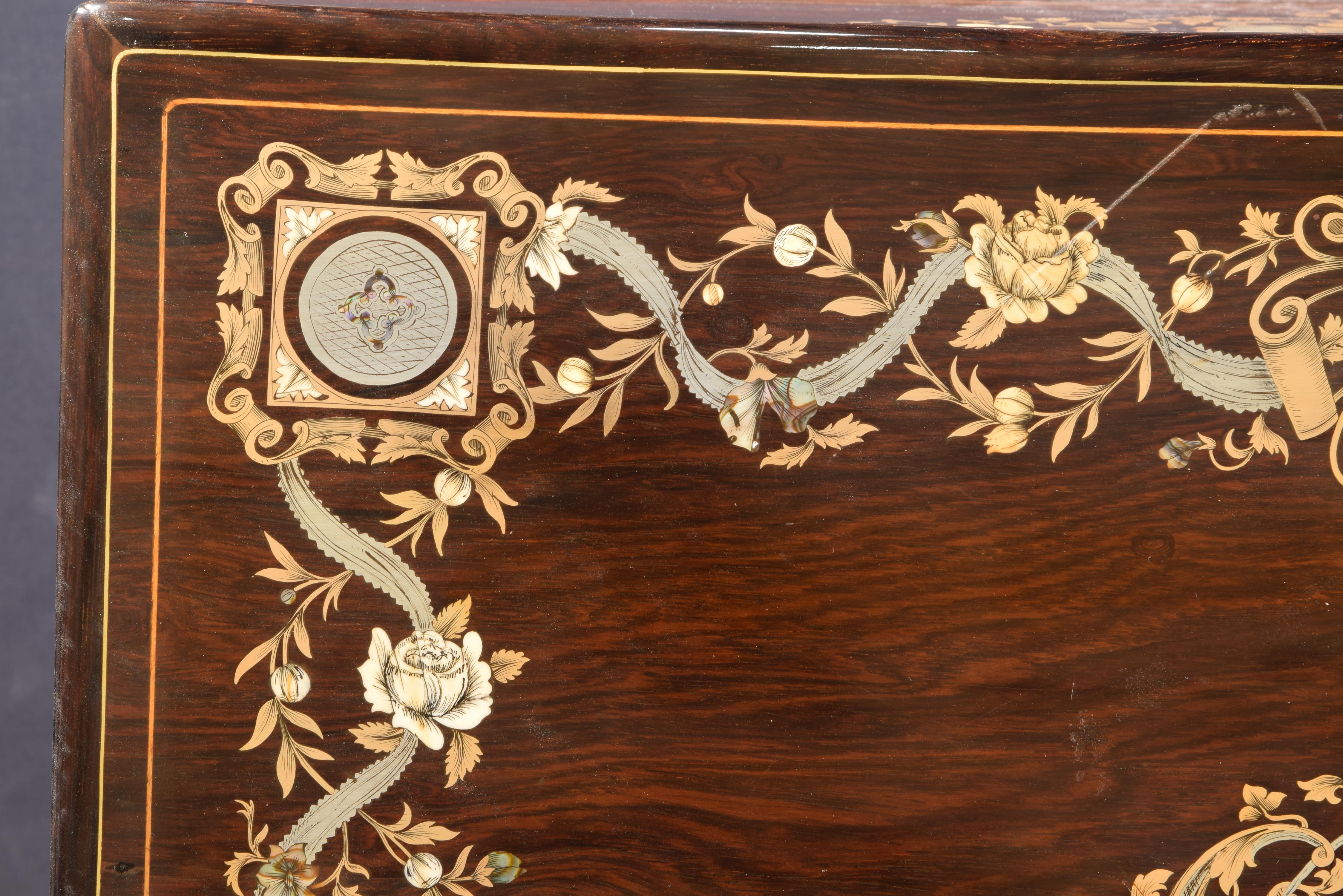 Napoleon III Writing Slope or Box, Marquetry, France, 19th Century For Sale 9