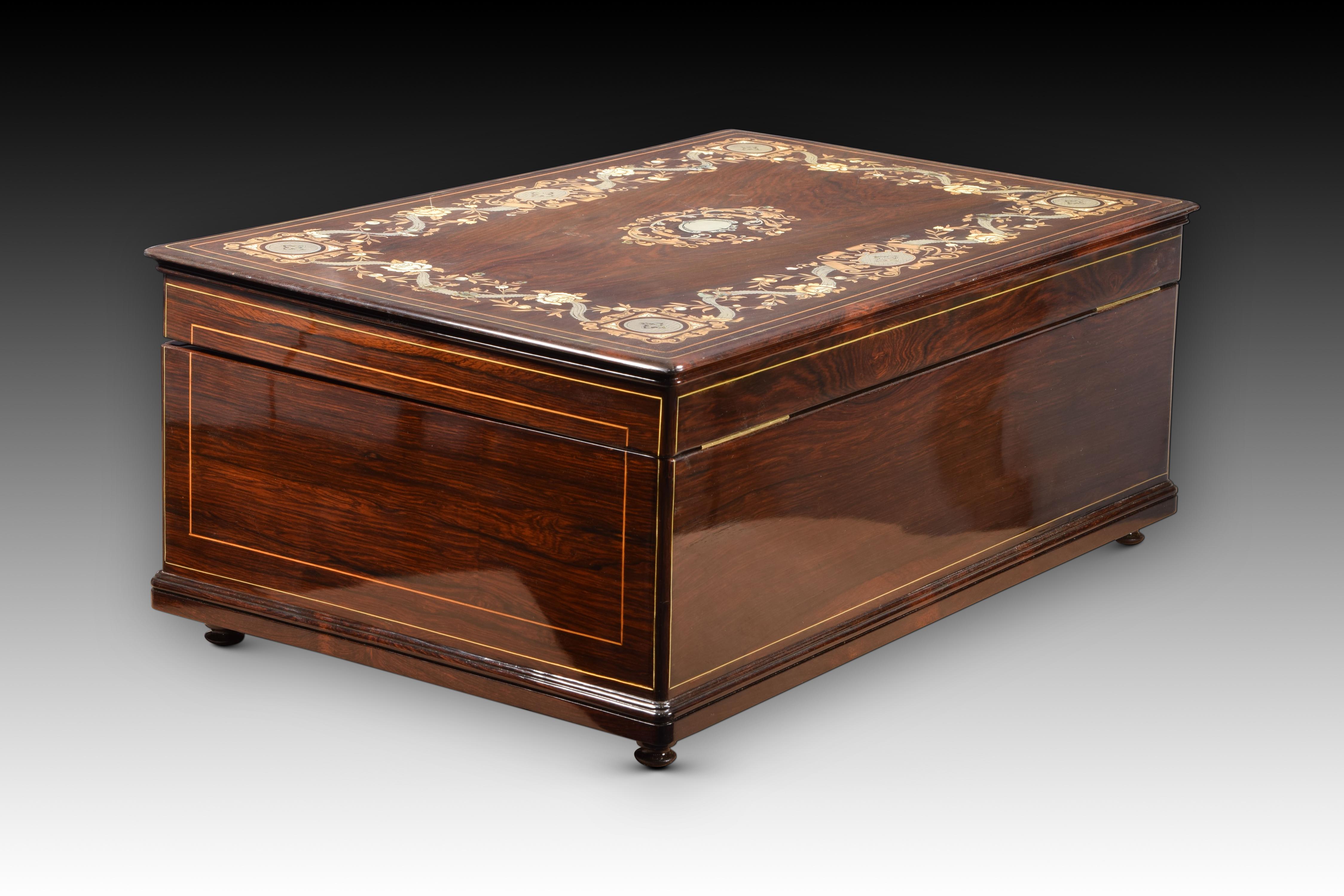 Napoleon III Writing Slope or Box, Marquetry, France, 19th Century For Sale 1
