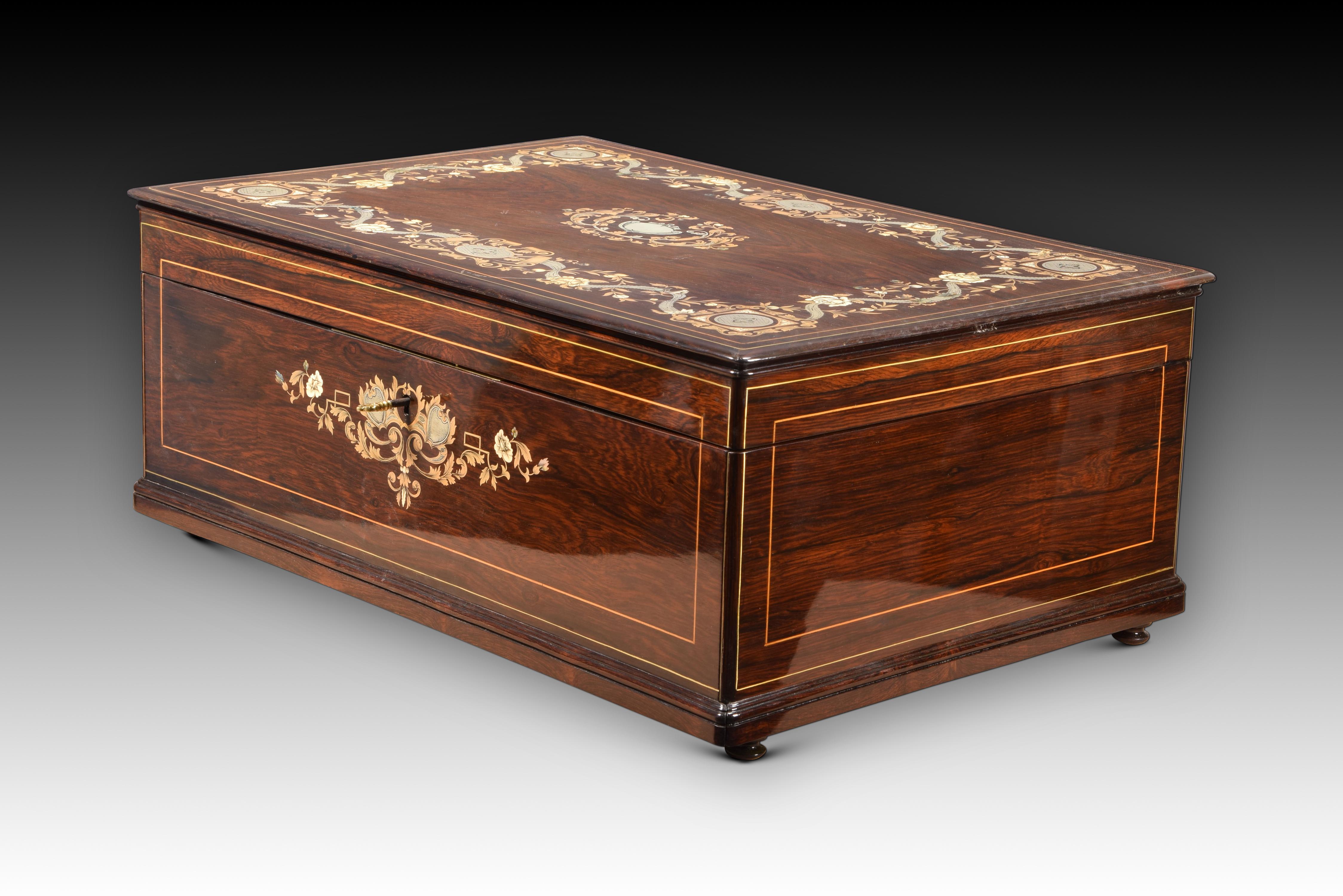 Napoleon III Writing Slope or Box, Marquetry, France, 19th Century For Sale 2