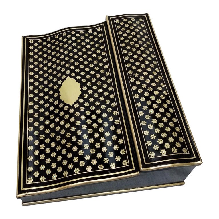 Napoleon III Writing Travel Table Desk Secretary Boulle Style, France, 1870 For Sale