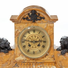 Napoleon III Yellow Sienna Marble Mantel Clock