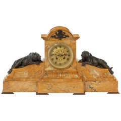 Napoleon III Yellow Sienna Marble Mantel Clock