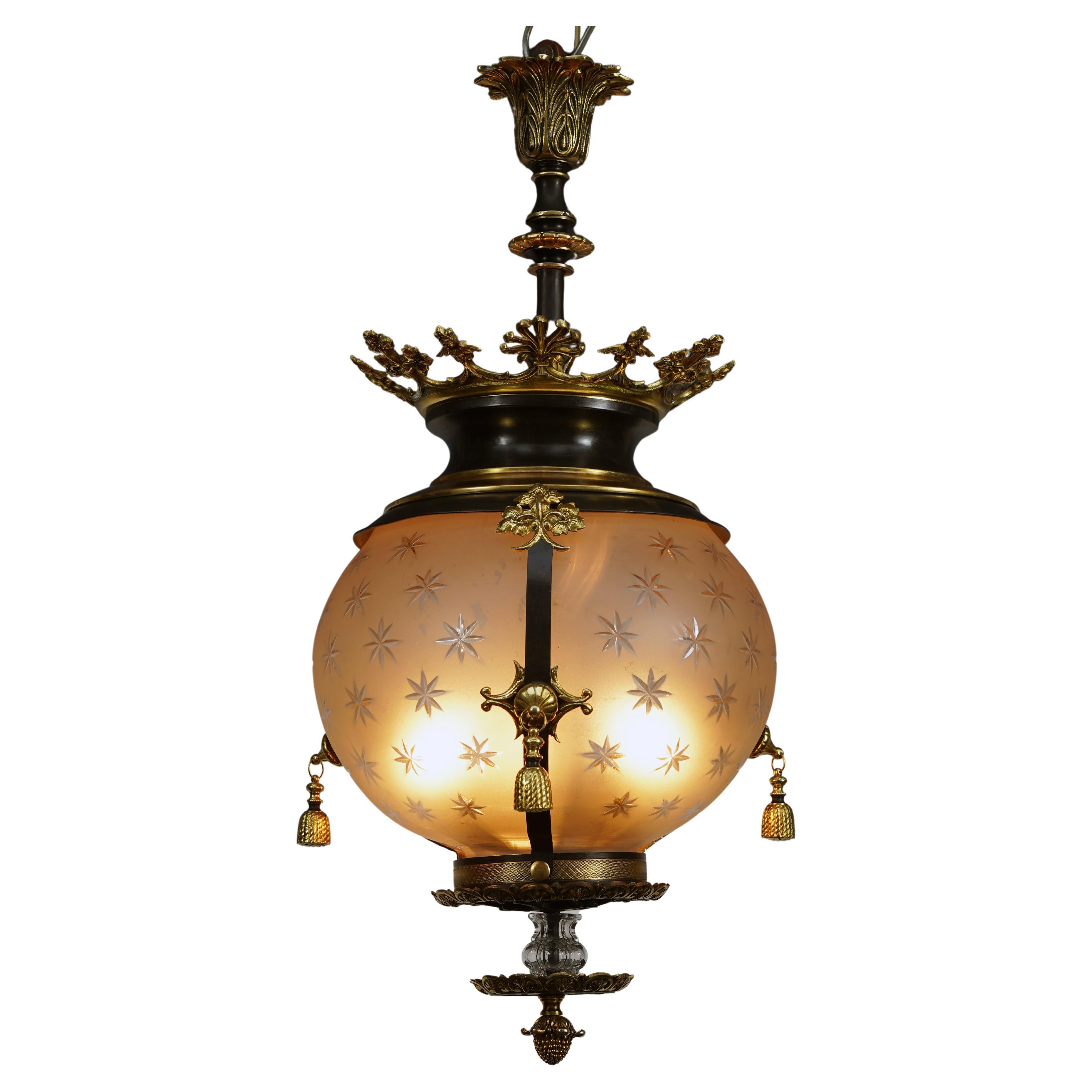 Napoleon IIIrd Period Lantern with Stars, France, circa 1870 For Sale