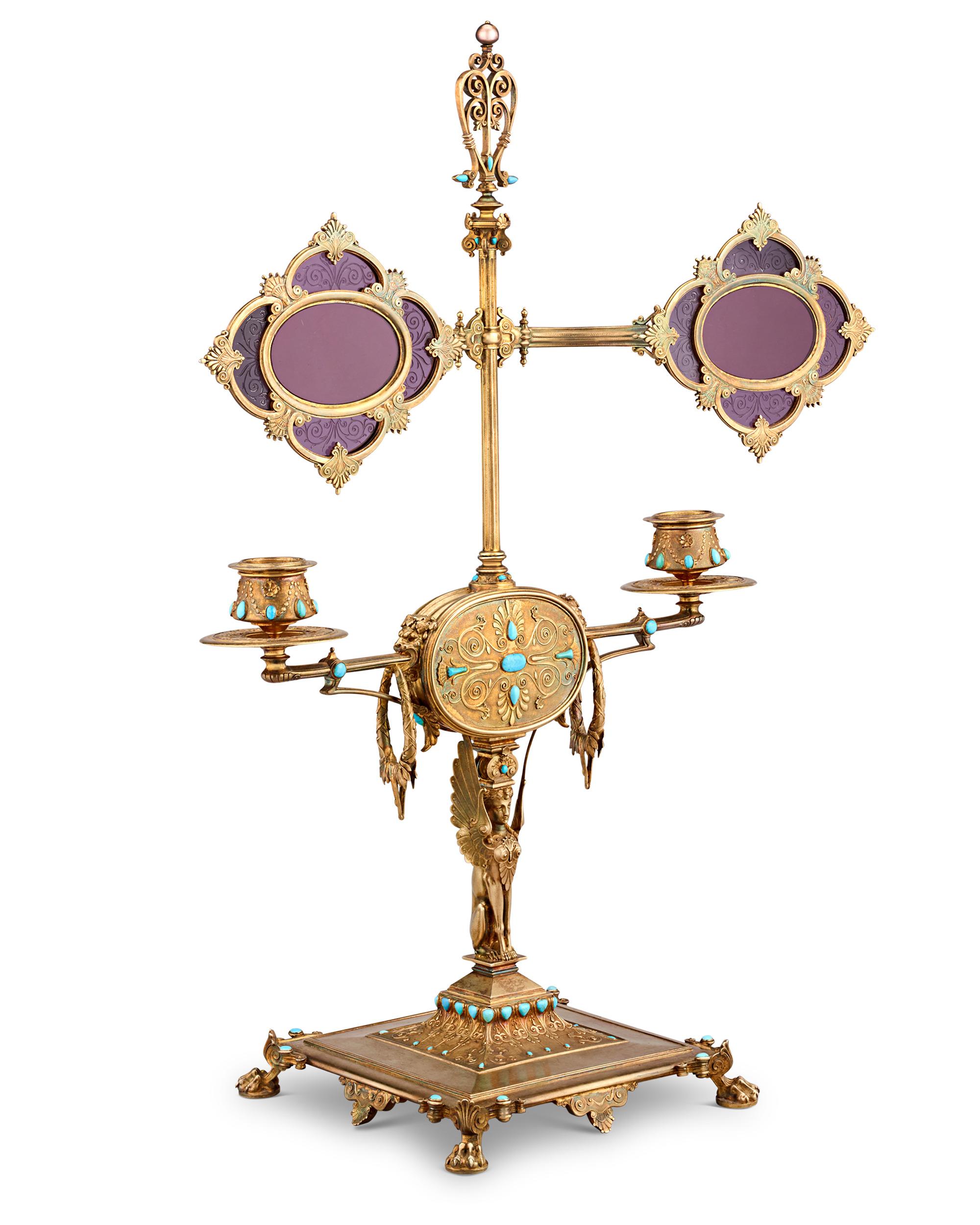 Lampada da biblioteca in argento e dorato dell'imperatore Napoleone III
Alexis Falize
Circa 1865

Questa straordinaria lampada da biblioteca in argento dorato fu realizzata su misura per l'imperatore Napoleone III dal rinomato gioielliere Alexis