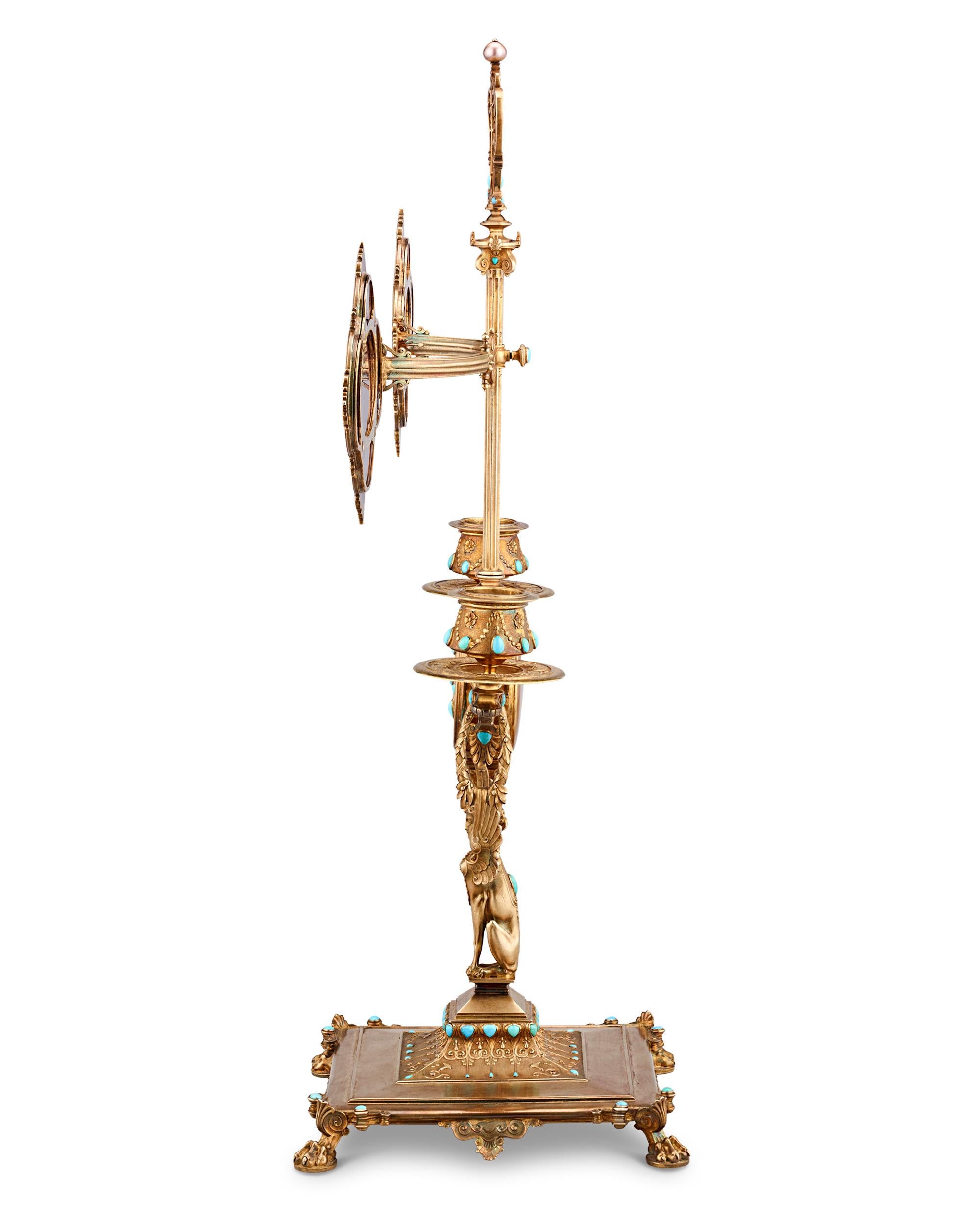 Goffrato Lampada da lettura della biblioteca di Napoleone III in argento dorato in vendita