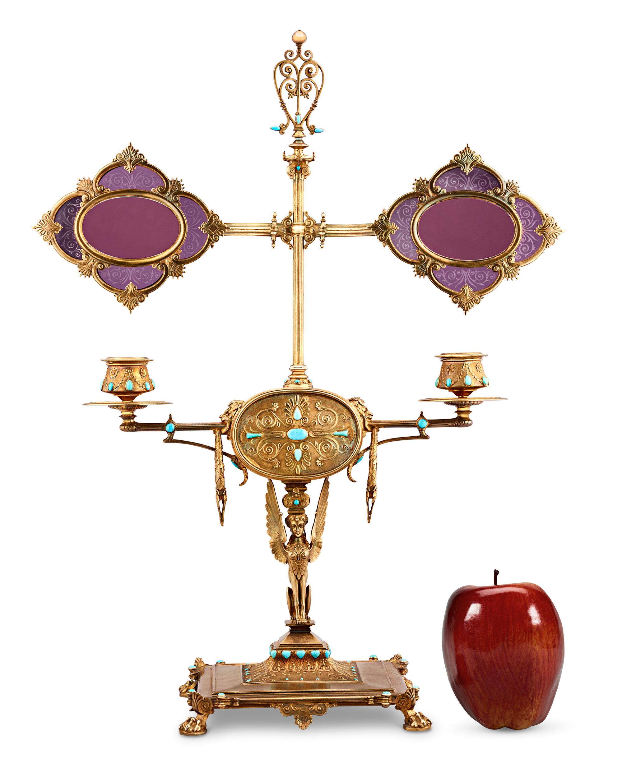 Lampada da lettura della biblioteca di Napoleone III in argento dorato in vendita 1