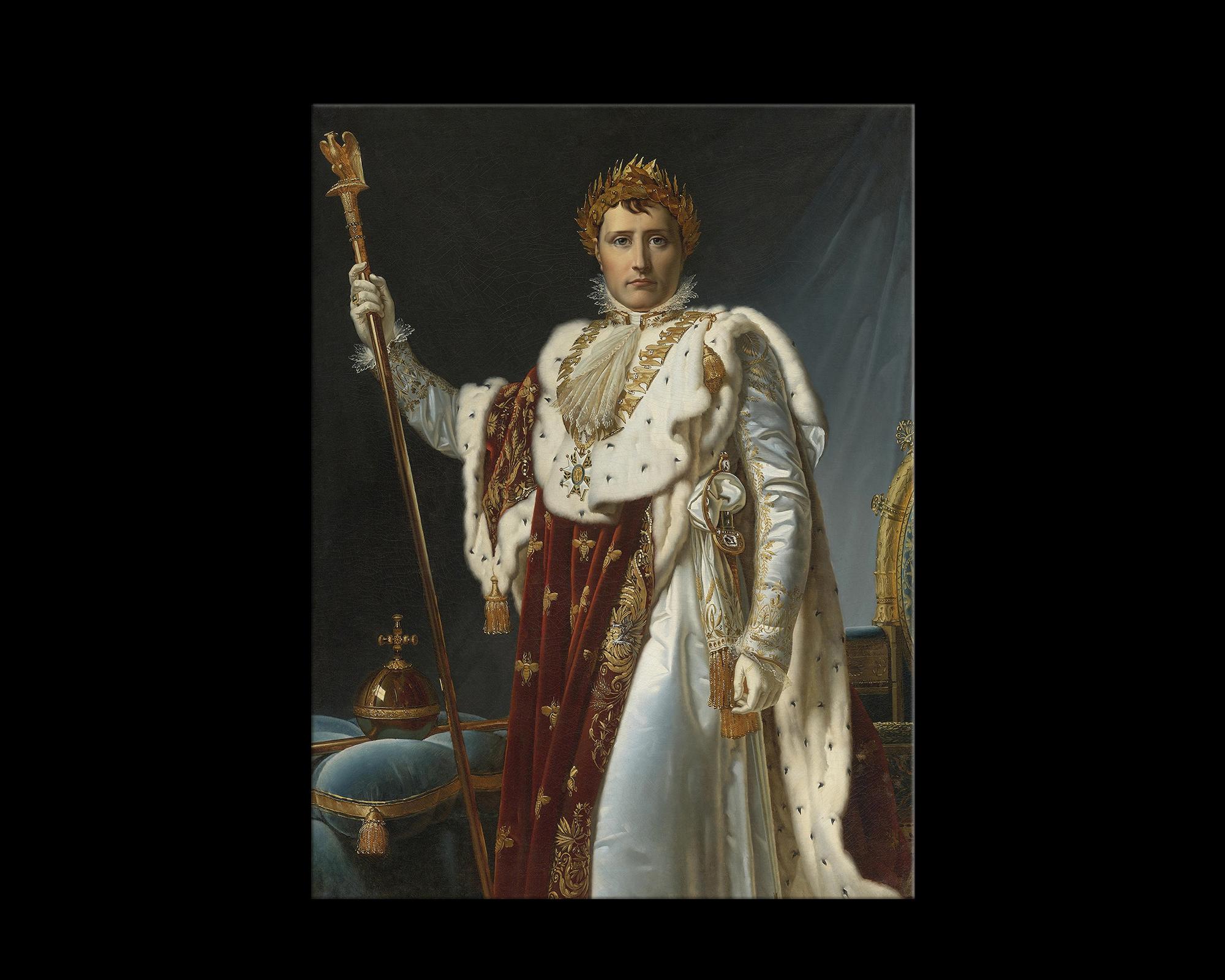Napoleon in Coronation Robes, after Neoclassical Oil Painting by Pascal Gérard In New Condition For Sale In Fairhope, AL