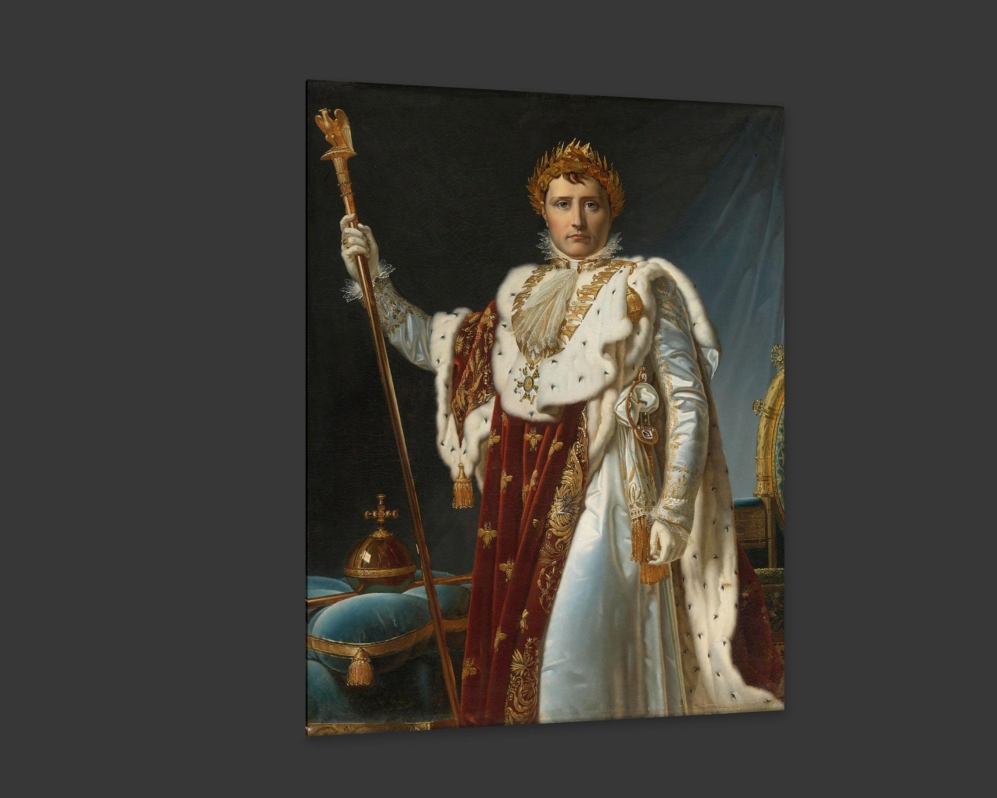 Contemporary Napoleon in Coronation Robes, after Neoclassical Oil Painting by Pascal Gérard For Sale