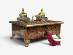Napoleon lll, French Inkwell Desk Set, Boulle Inlay, Tortoise, France, 19th c.
