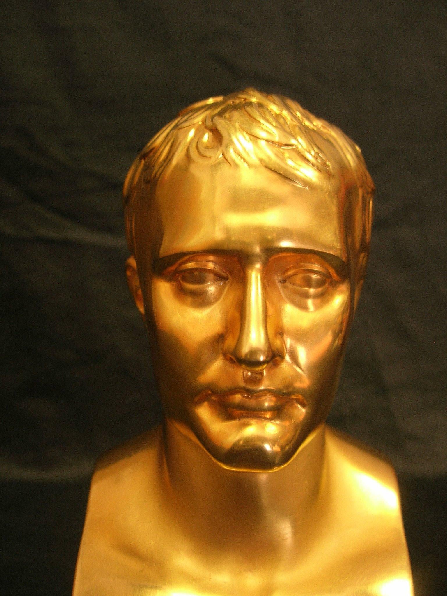 British Napoleon Marble Bust in Antique Gold, 20th Century For Sale