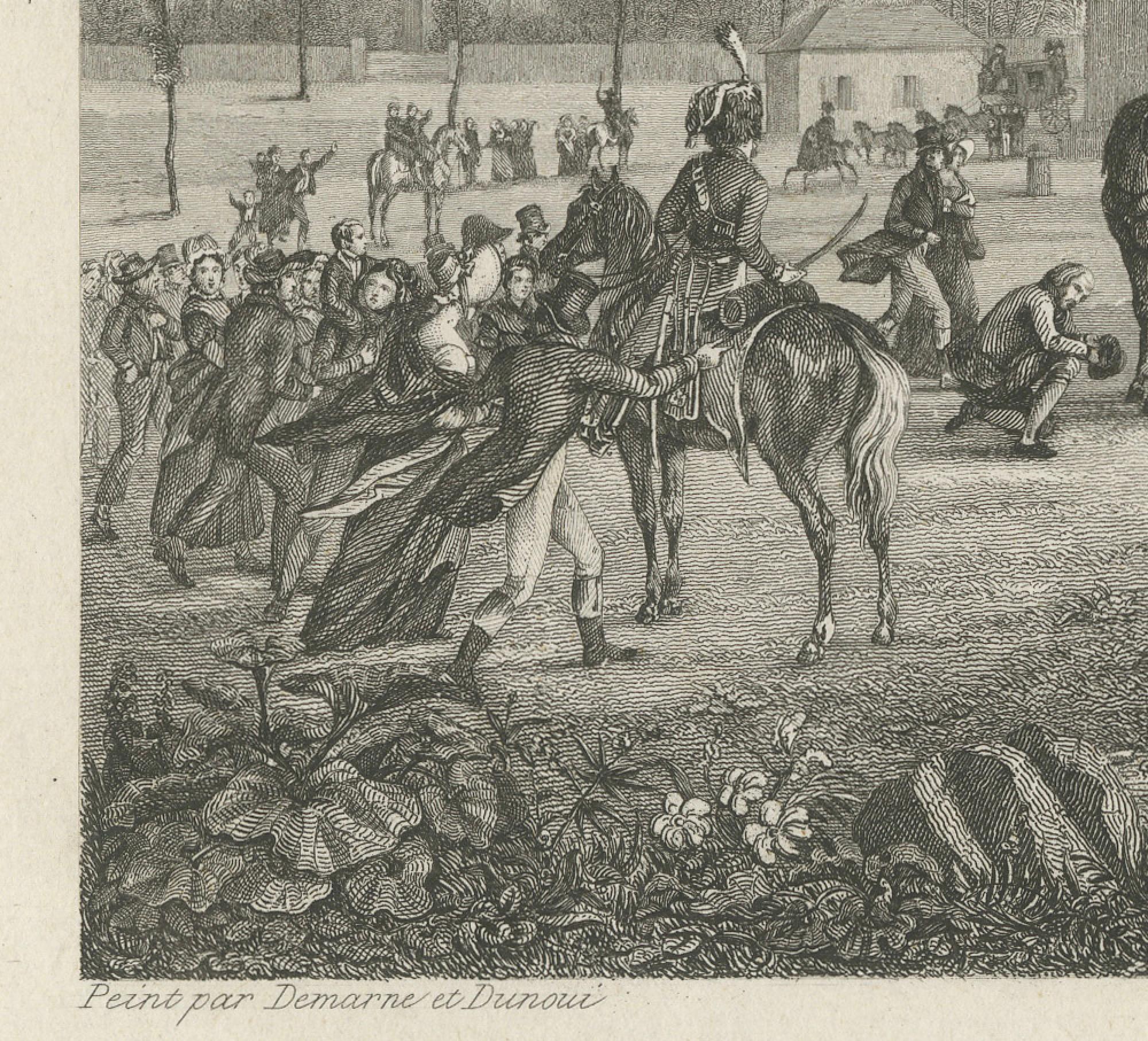 Napoleon lernt Papst Pius VII. im Wald von Fountainbleau kennen, 1804 (Graviert) im Angebot