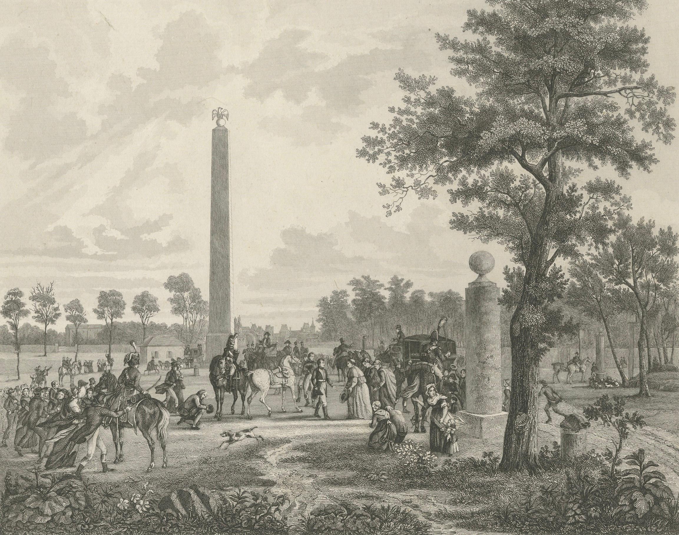 Napoleon lernt Papst Pius VII. im Wald von Fountainbleau kennen, 1804 (Papier) im Angebot