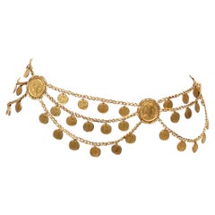 Napoleon Motif High Polished BRASS Coin Chain Belt