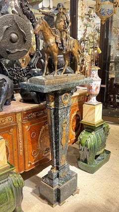 Napoleon on Horseback Bronze Sculpture on Pedestal After Henri Louis Levasseur
