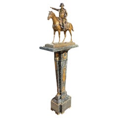 Napoleon on Horseback Bronze Sculpture on Pedestal After Henri Louis Levasseur