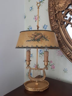 Napoleon Period Three Hot Water Bottle Lamp, Foot with Lyre Ribbon Flowers