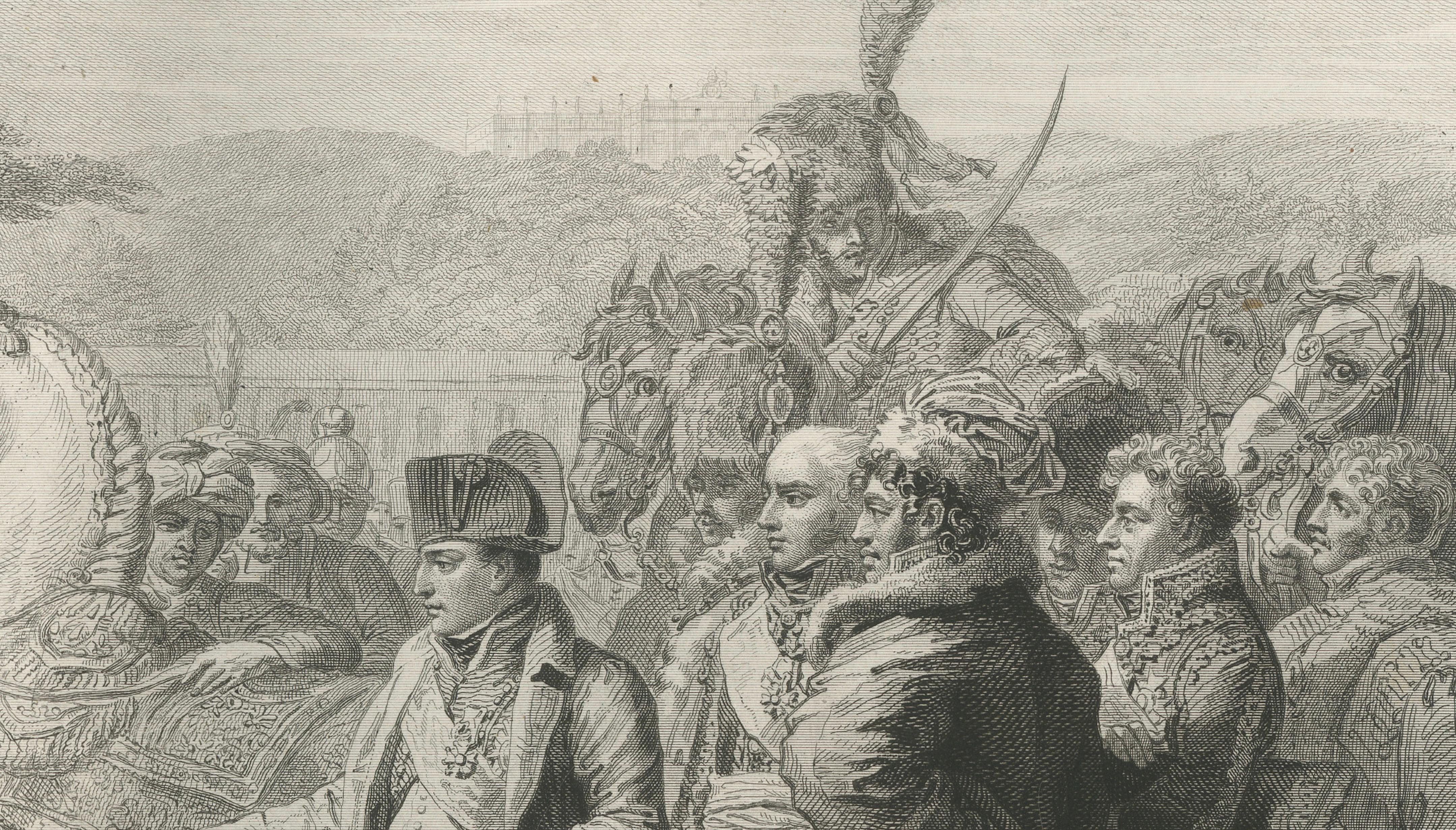 Napoleon Receives the Keys of Vienna, Antique French Engraving, circa 1840