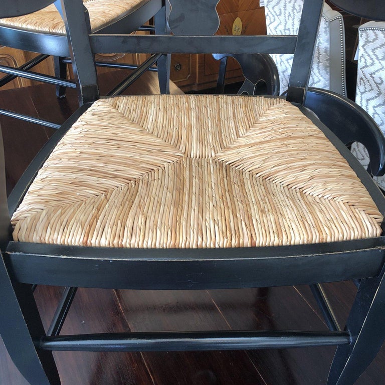 Napoleon Rush Seat Dining Chairs by Pottery Barn, Set of 8 For Sale at