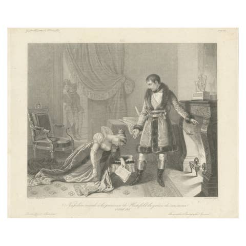 Napoleon Shows Mercy to Princess Hatzfeld, 1806 - Emotional Historical Engraving