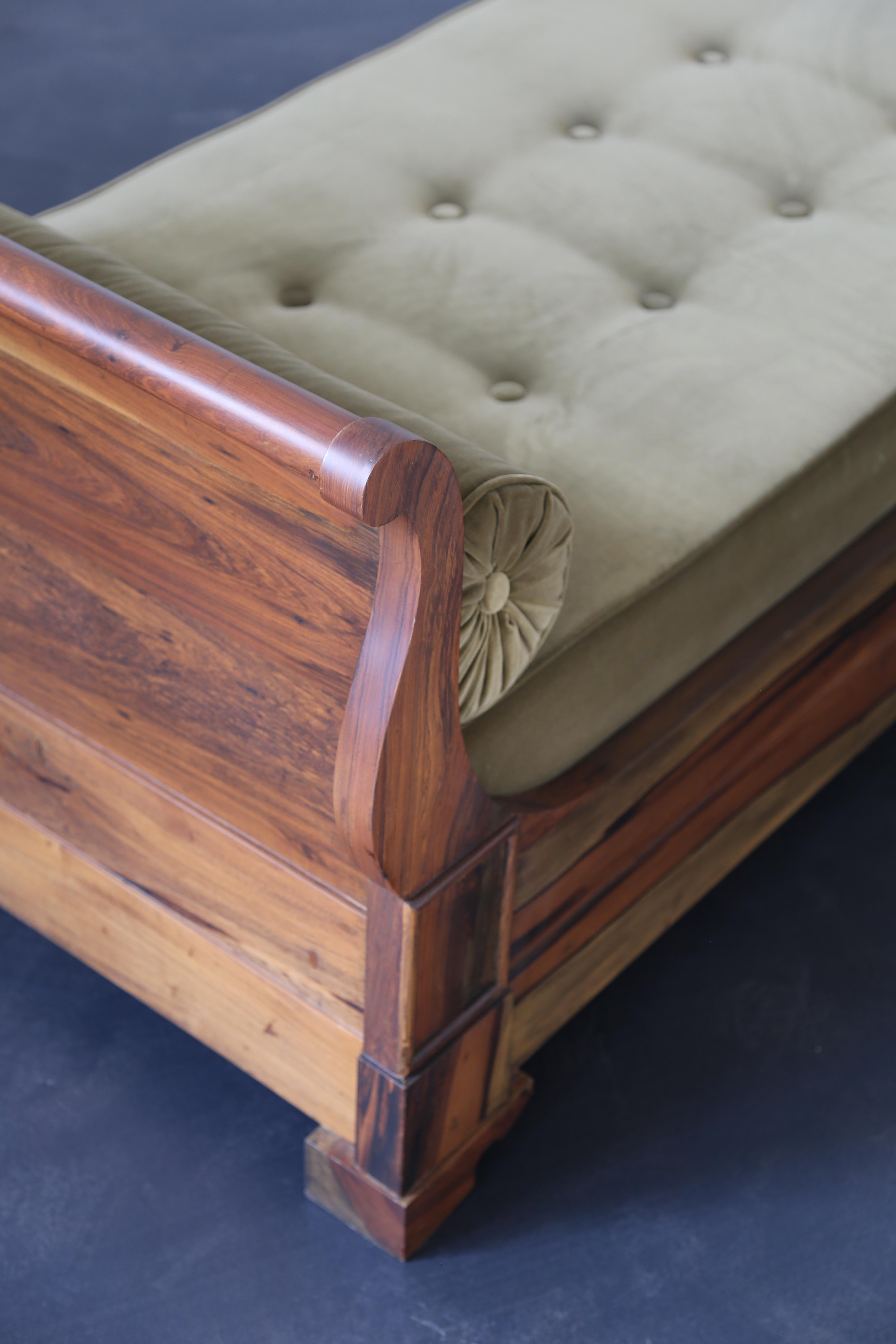Napoleon III Napoleon Sleigh Daybed in Argentine Rosewood and Savel Elegance from Costantini