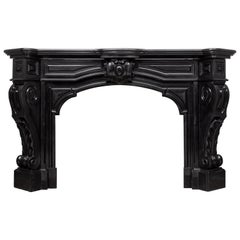 Napoleon Style Black Noir De Mazy Marble Black Antique Fireplace