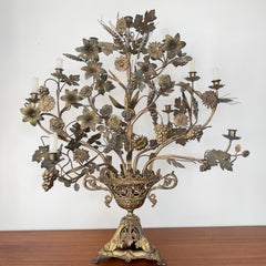 Napoleon Three Altar Candelabra with Seven Lights and Flower Bouquet Decoration