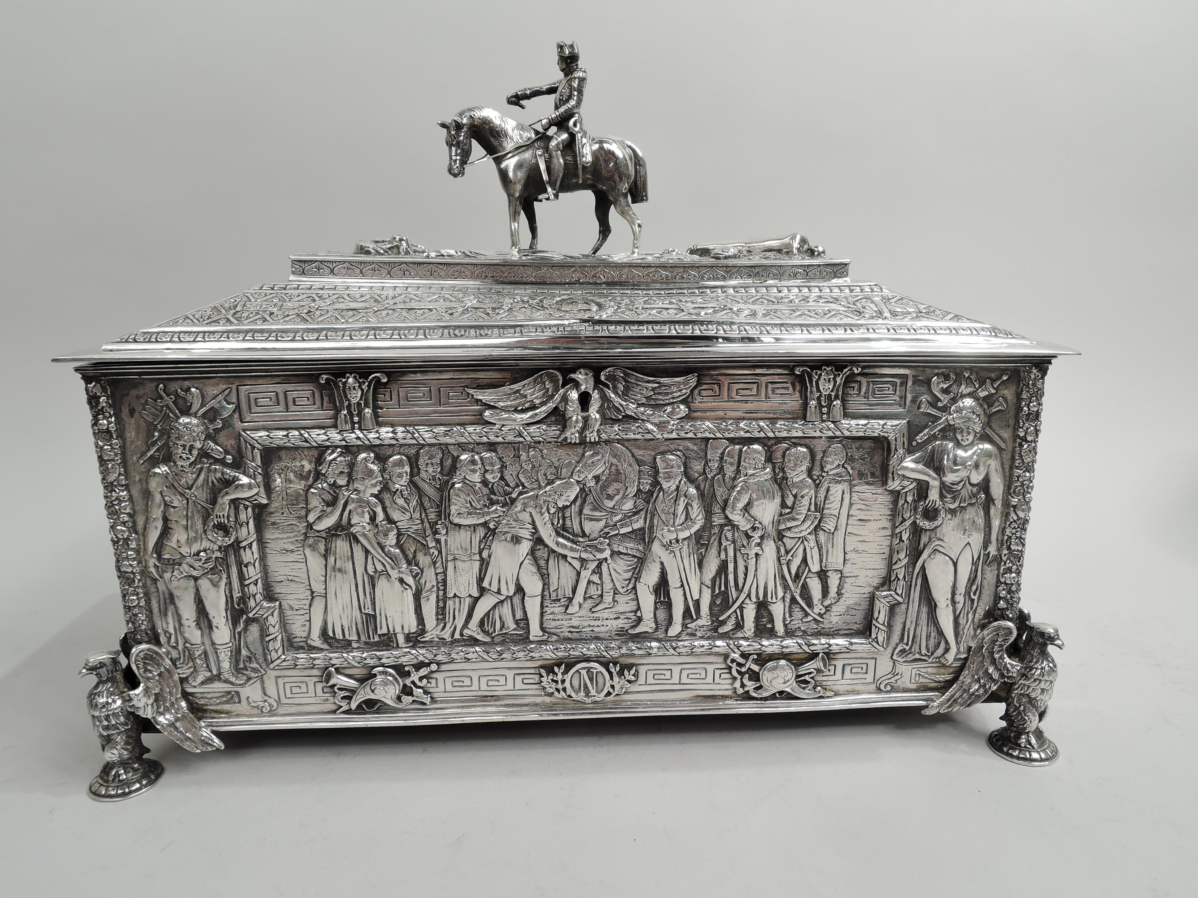 Napoleon Triumphant—Large Antique Silver Bonaparte Box 6