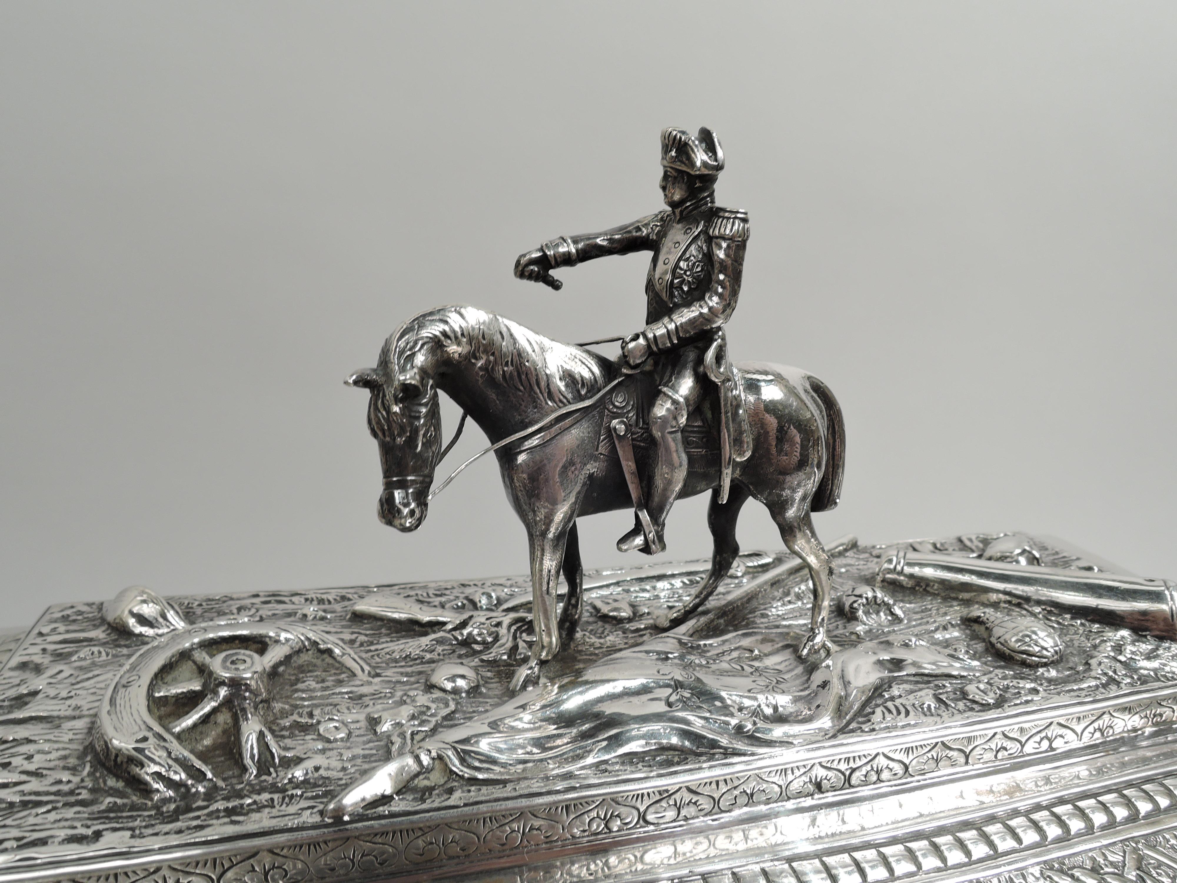 Victorian Napoleon Triumphant—Large Antique Silver Bonaparte Box