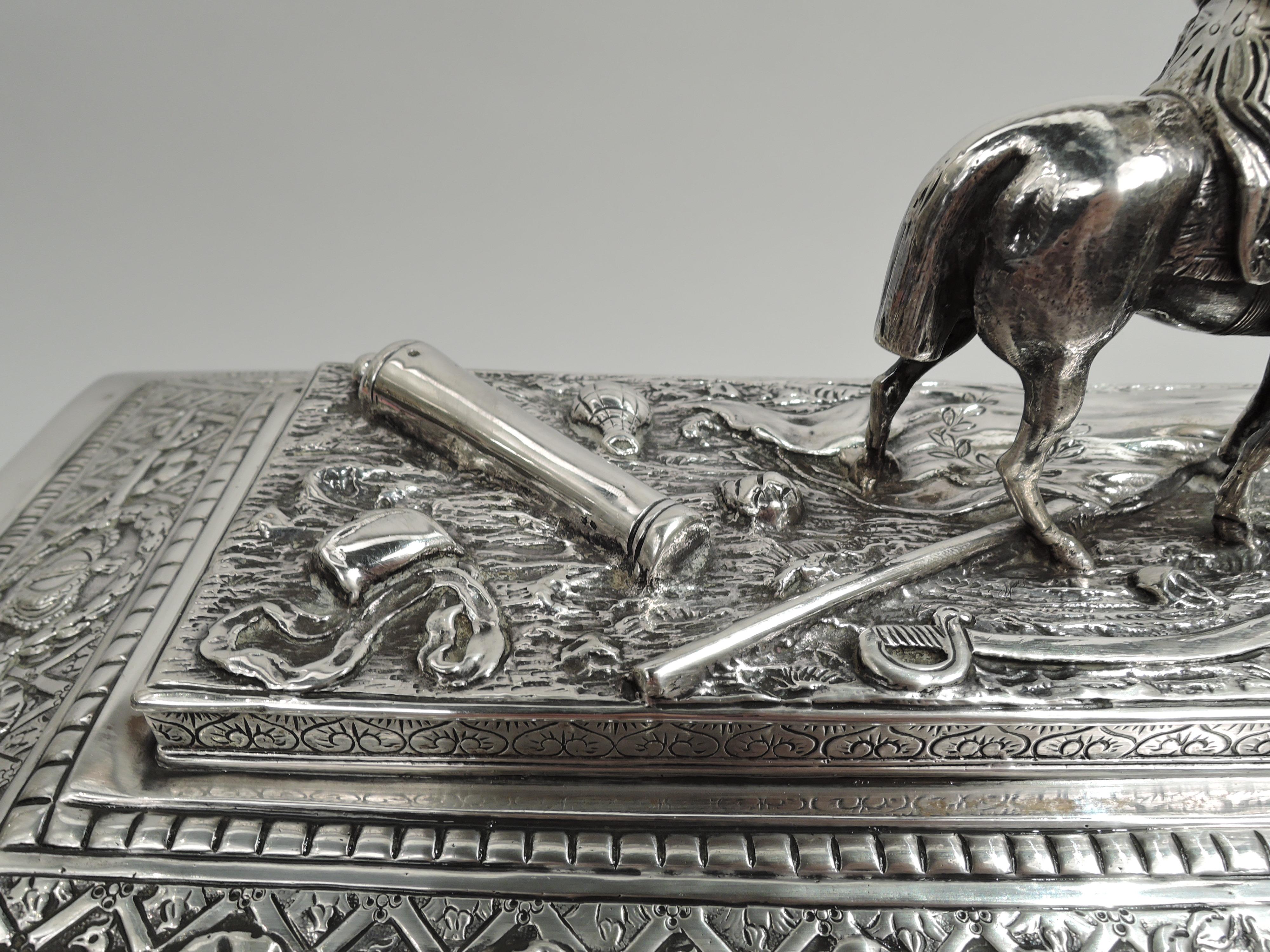 German Napoleon Triumphant—Large Antique Silver Bonaparte Box