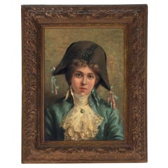 Used Napoleone Luigi Grady (Italian, 1860-1949) Oil on Canvas "Boy with Bicorne Hat"