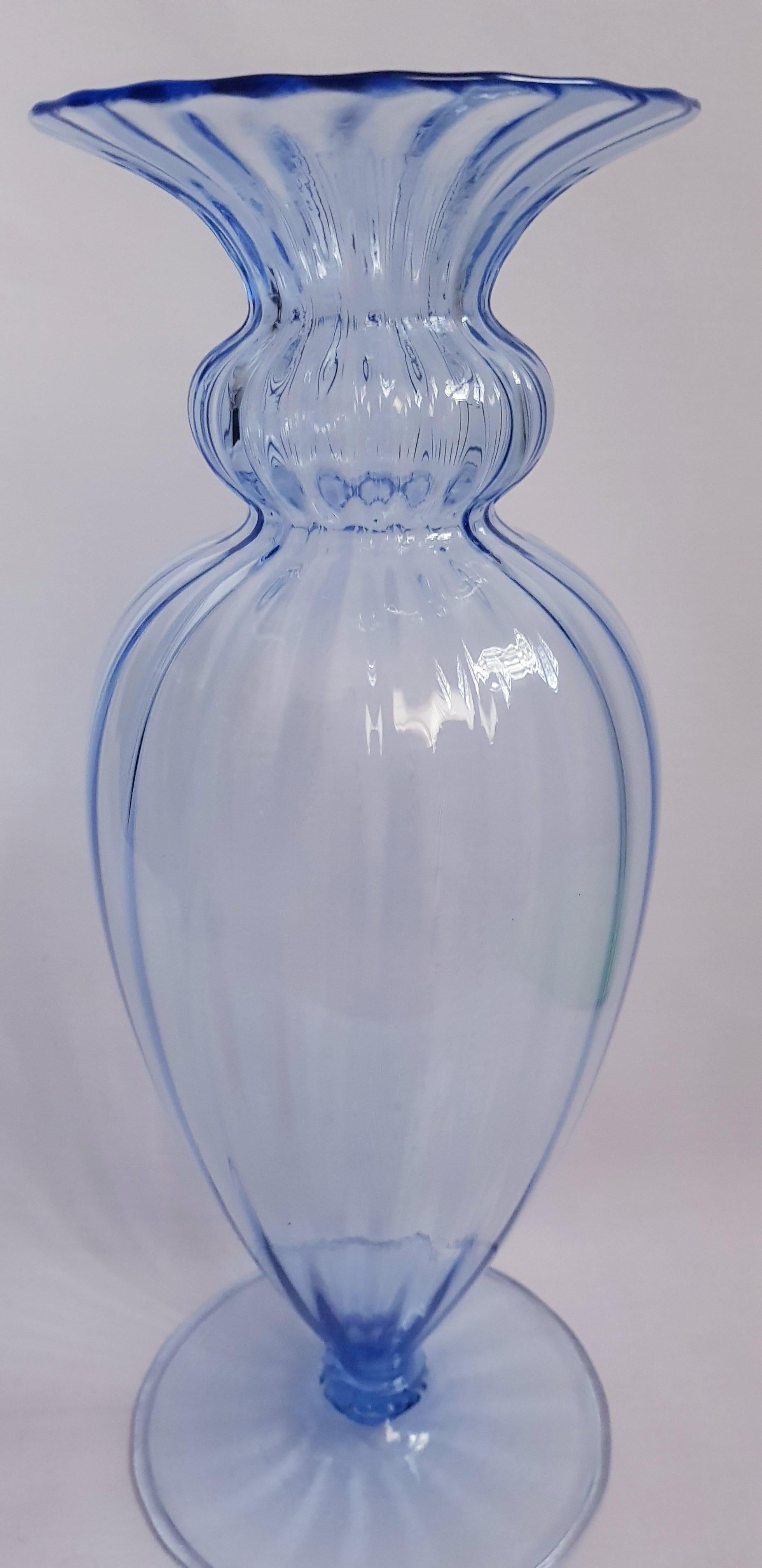 Italian Napoleone Martinuzzi 1925 Large Sofiato Murano Glass Vase For Sale