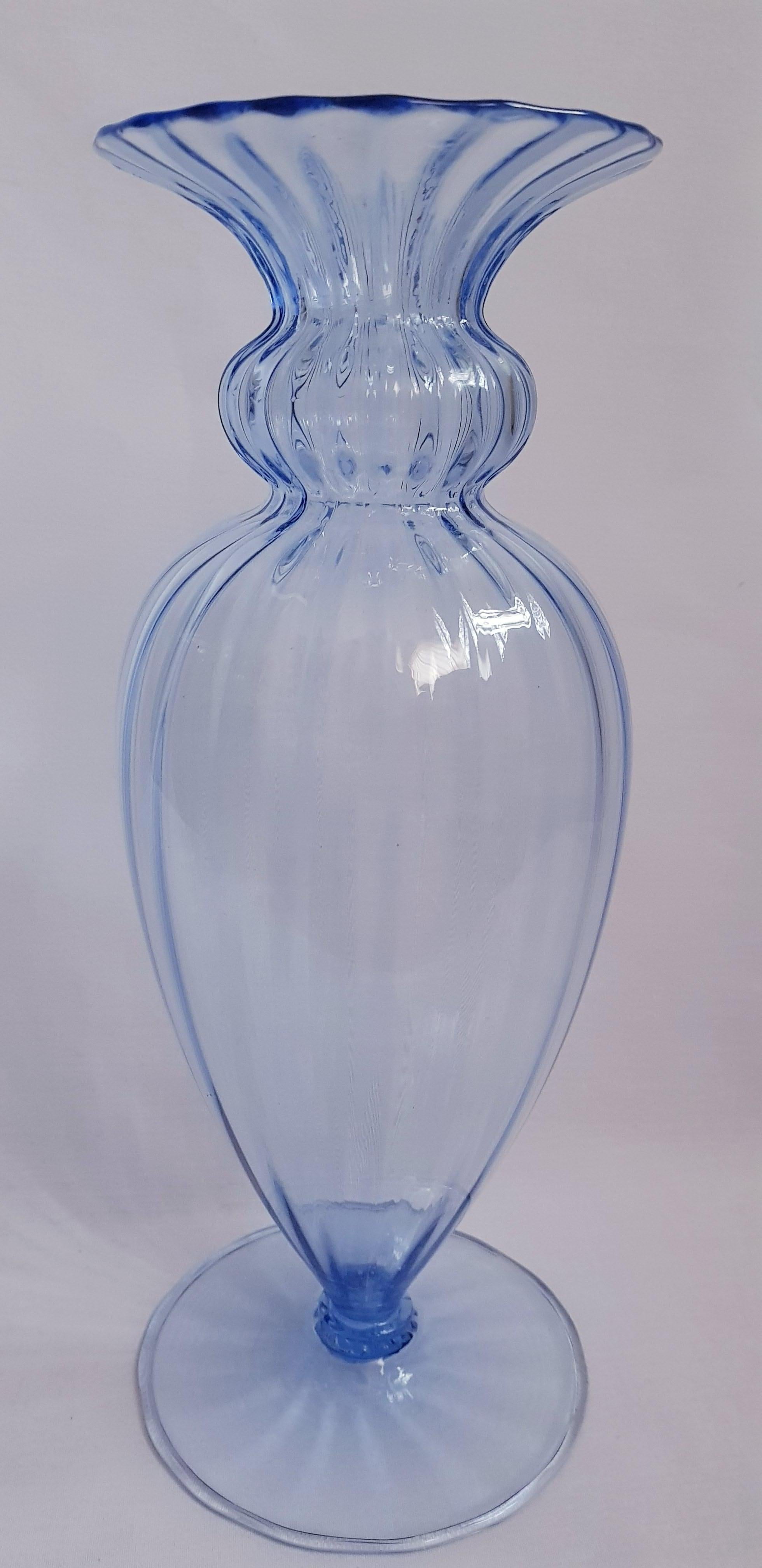 Napoleone Martinuzzi 1925 Large Sofiato Murano Glass Vase In Excellent Condition For Sale In Grantham, GB
