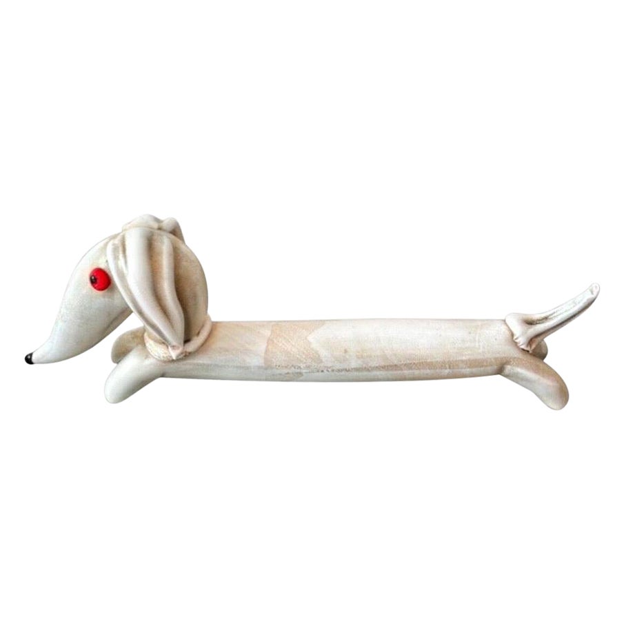 Napoleone Martinuzzi, Scultura Bassotto Giallo, Bianco e Oro Venini Murano 1930 in vendita