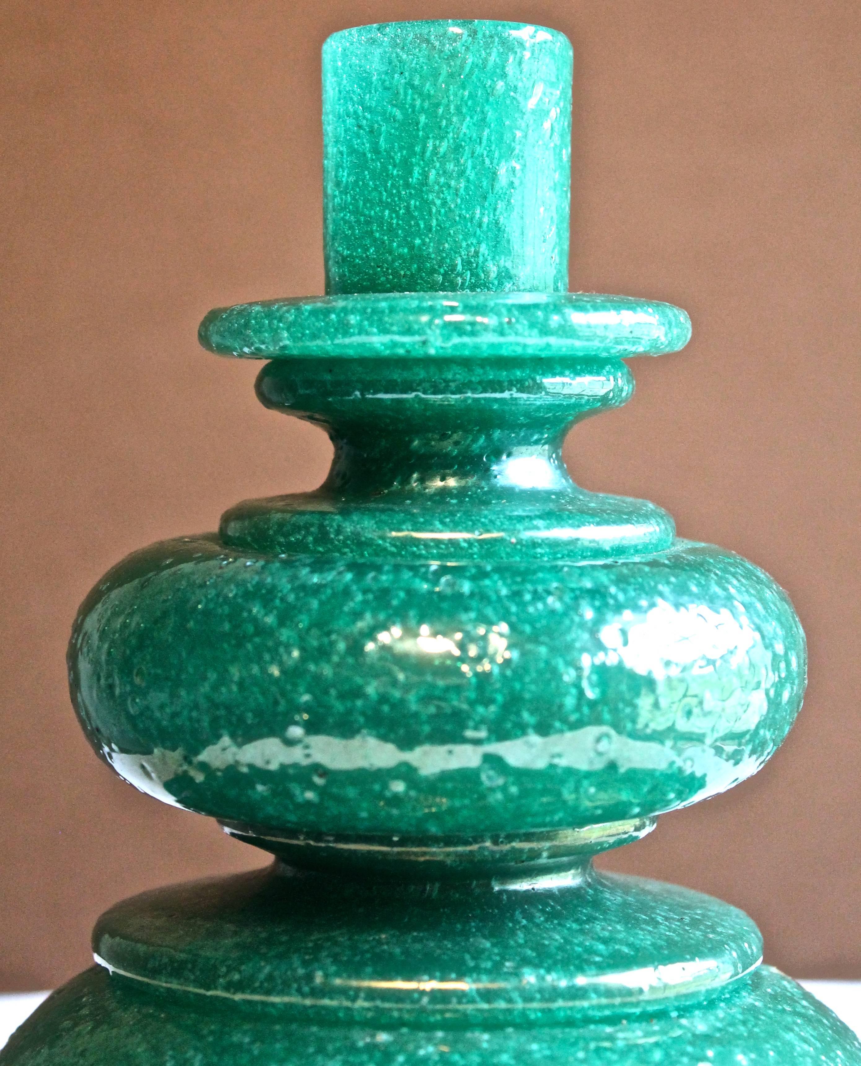 Italian Napoleone Martinuzzi for Venini Rare Pulegoso Candlestick, Italy, circa 1930 For Sale