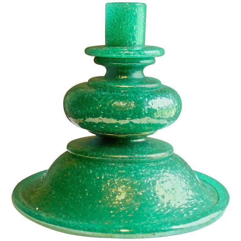 Napoleone Martinuzzi for Venini Rare Pulegoso Candlestick, Italy, circa 1930 For Sale