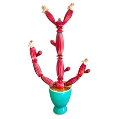 Napoleone Martinuzzi for Venini Red Cactus Succulent Sculpture, Signed, 1929