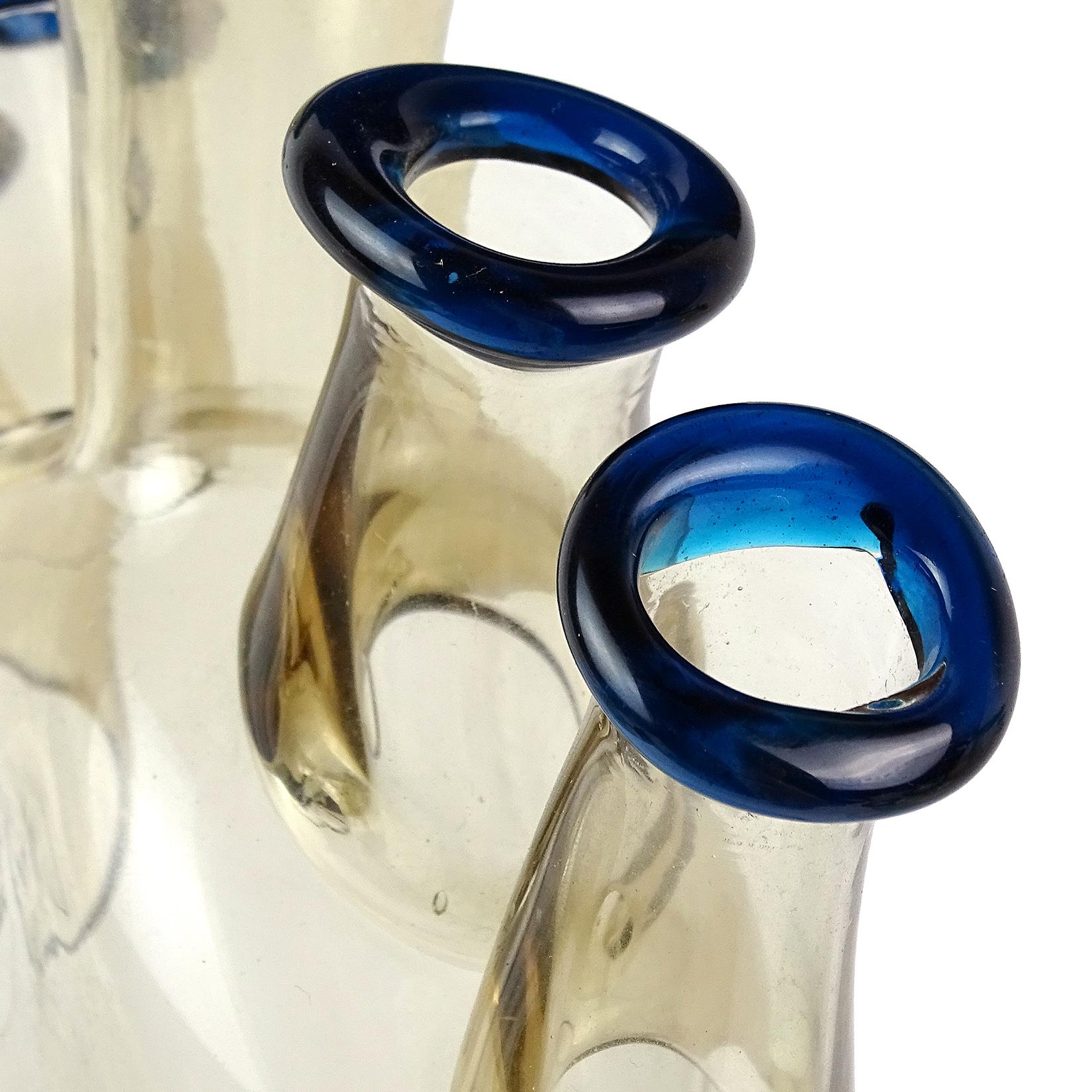 Art Deco Napoleone Martinuzzi Murano 1930s Soffiato Cinque Bocche Italian Art Glass Vase