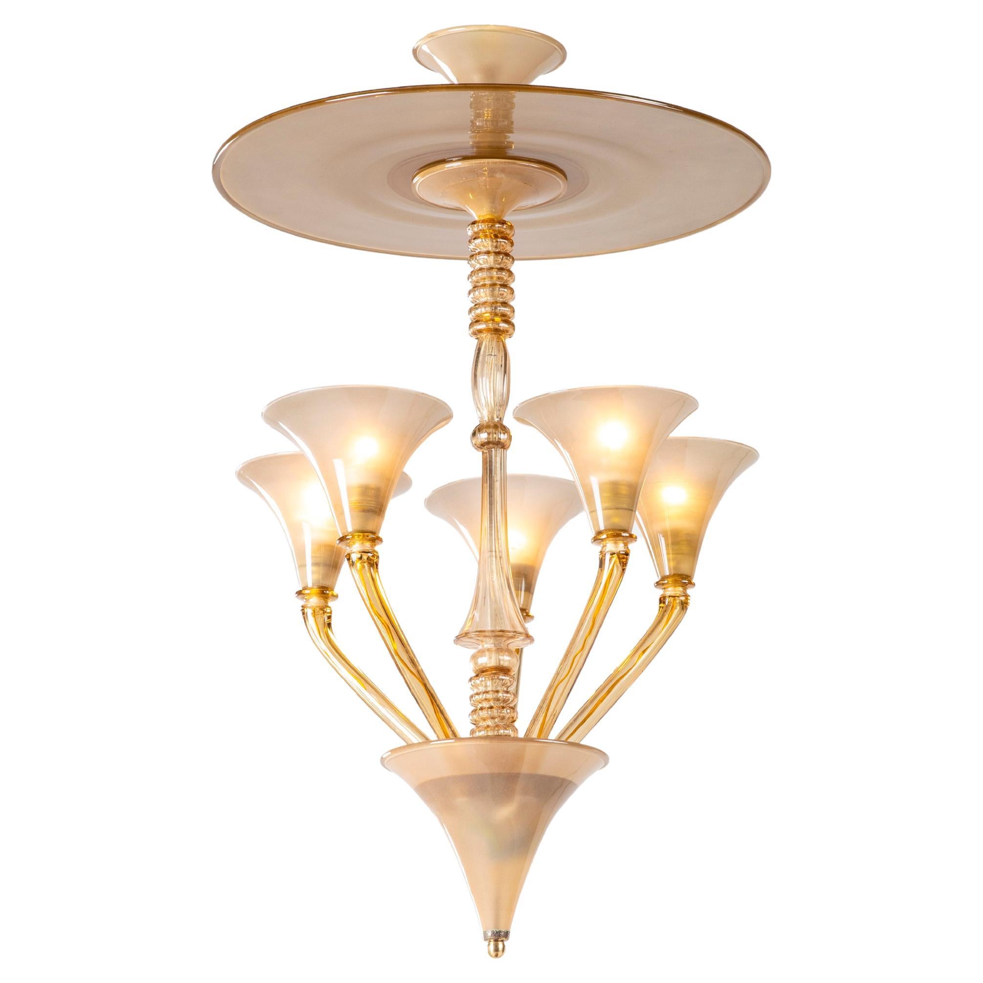 Napoleone Martinuzzi Murano glass rare chandelier, Italian Design, 1930 circa