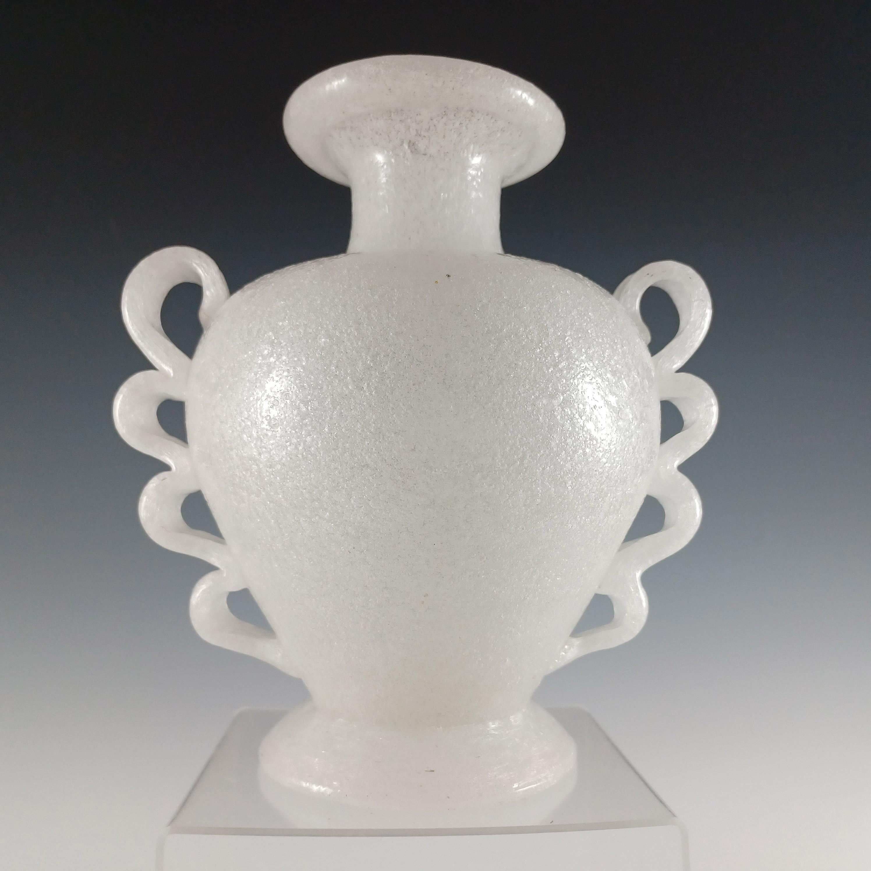 Here is a very rare magnificent Venetian glass vase, made on the island of Murano, near Venice, Italy, circa 1930's. The glass is made up of thousands of tiny air bubbles to give a frothy effect, known as the pulegoso technique, made popular by