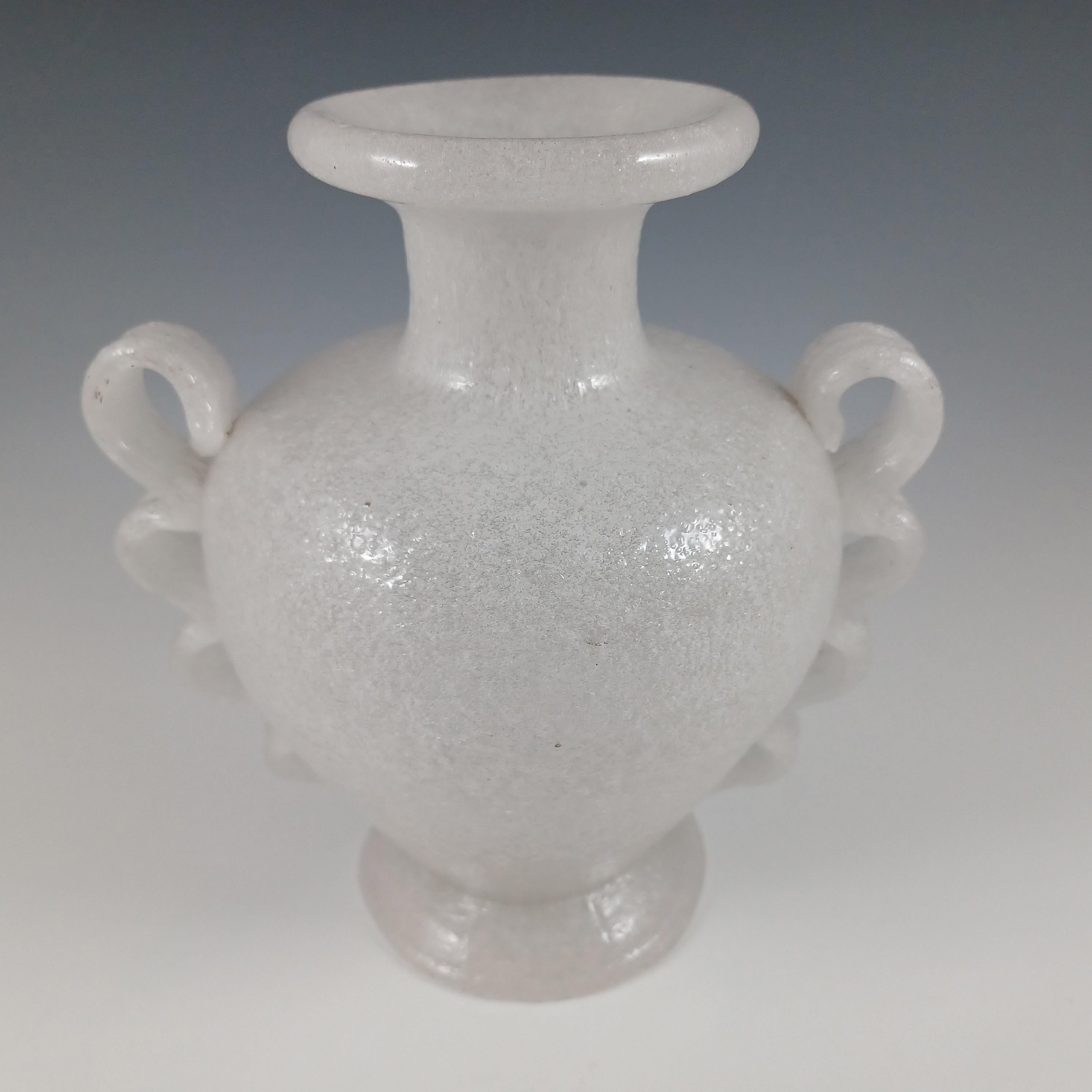 Hand-Crafted Napoleone Martinuzzi Murano Vintage Pulegoso Glass Vase For Sale
