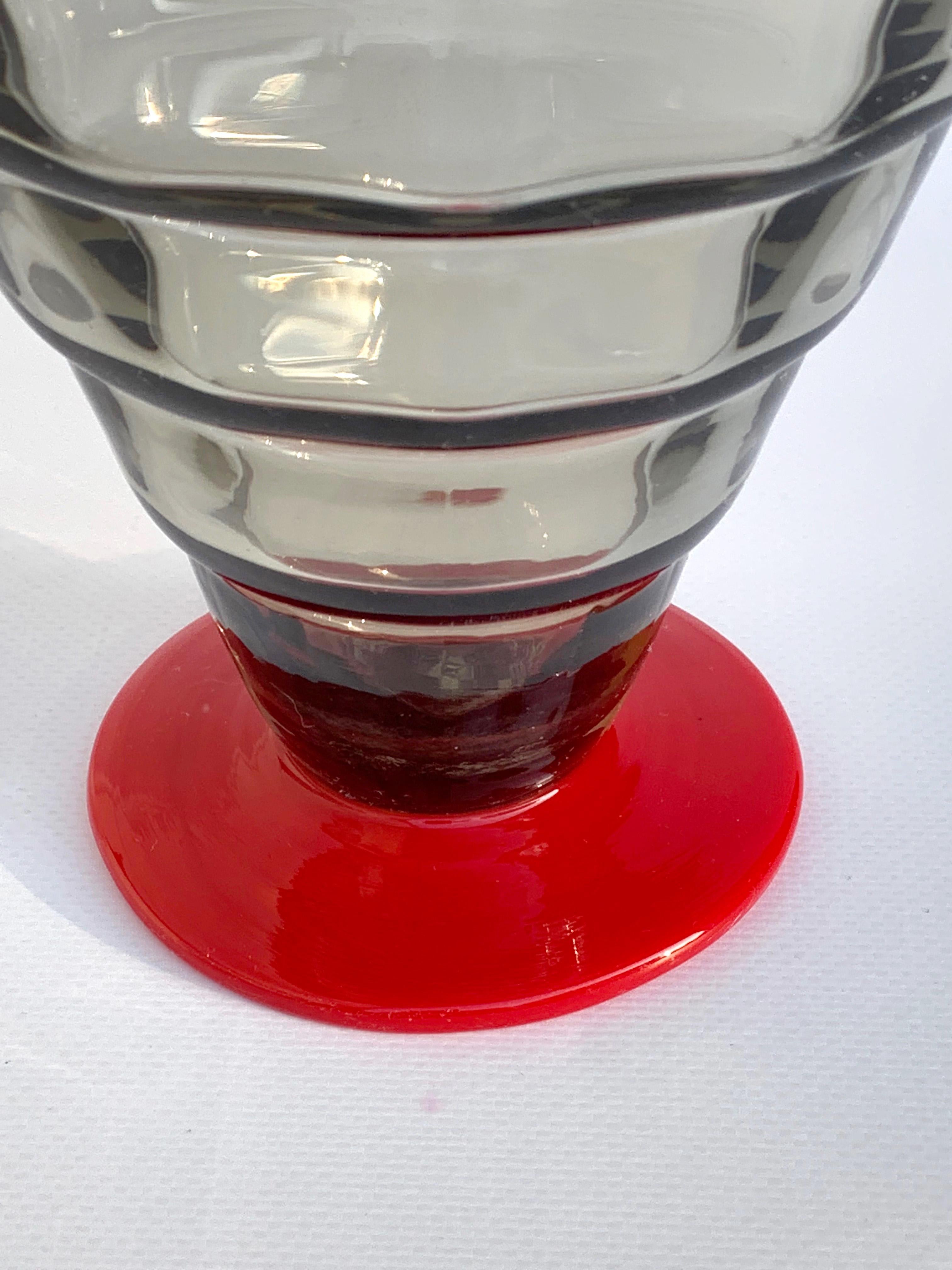 Napoleone Martinuzzi Smoked Glass and Red Glass for Venini Italian Carafe, 1930s 3