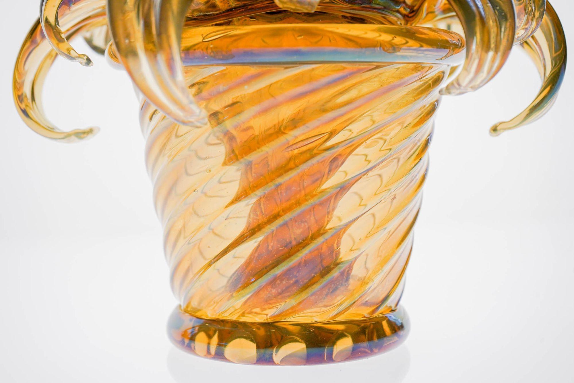 Napoleone Martinuzzi , Due Cactus in Fume Vamsa iridescente di Murano Attribuzione in vendita 4
