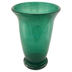 Napoleone Martinuzzi Vintage Pulegato Green Glass Vase