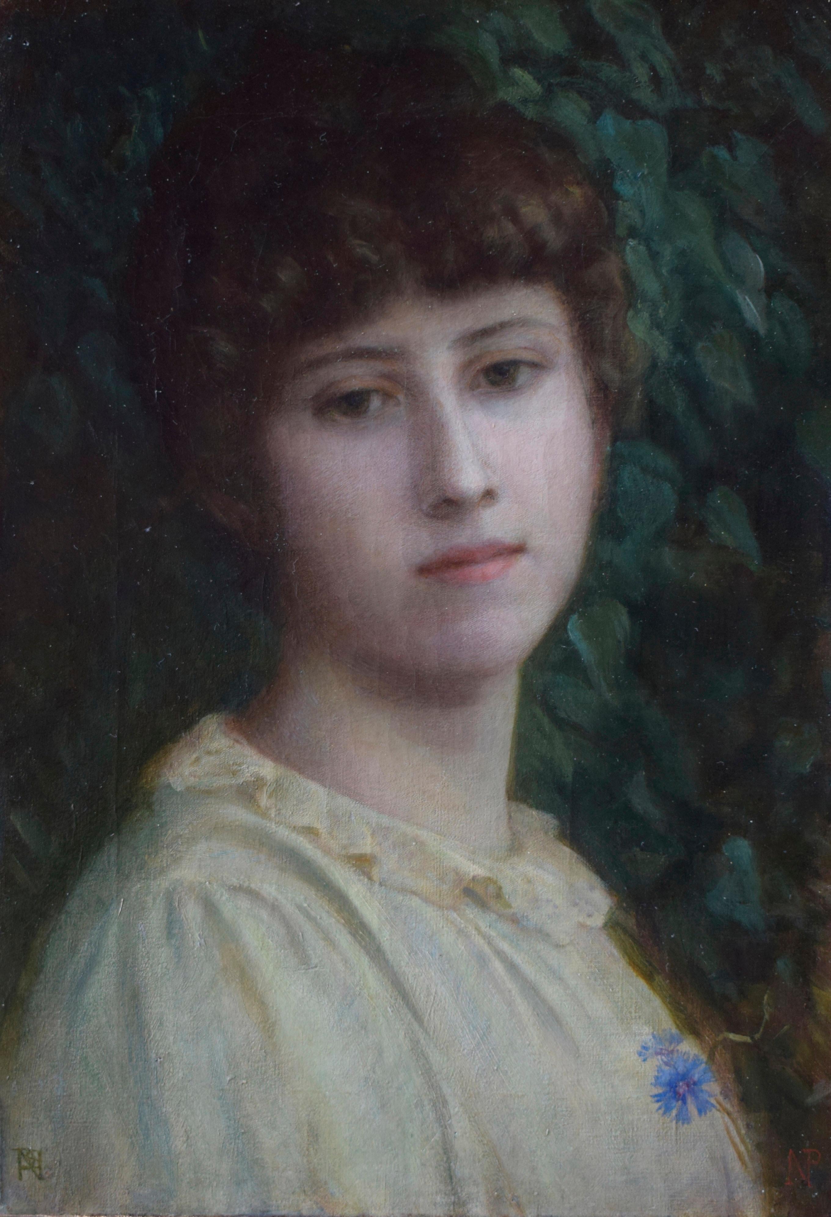 Portrait Painting di Napoleone Parisani - Ritratto di Carlotta Parisani