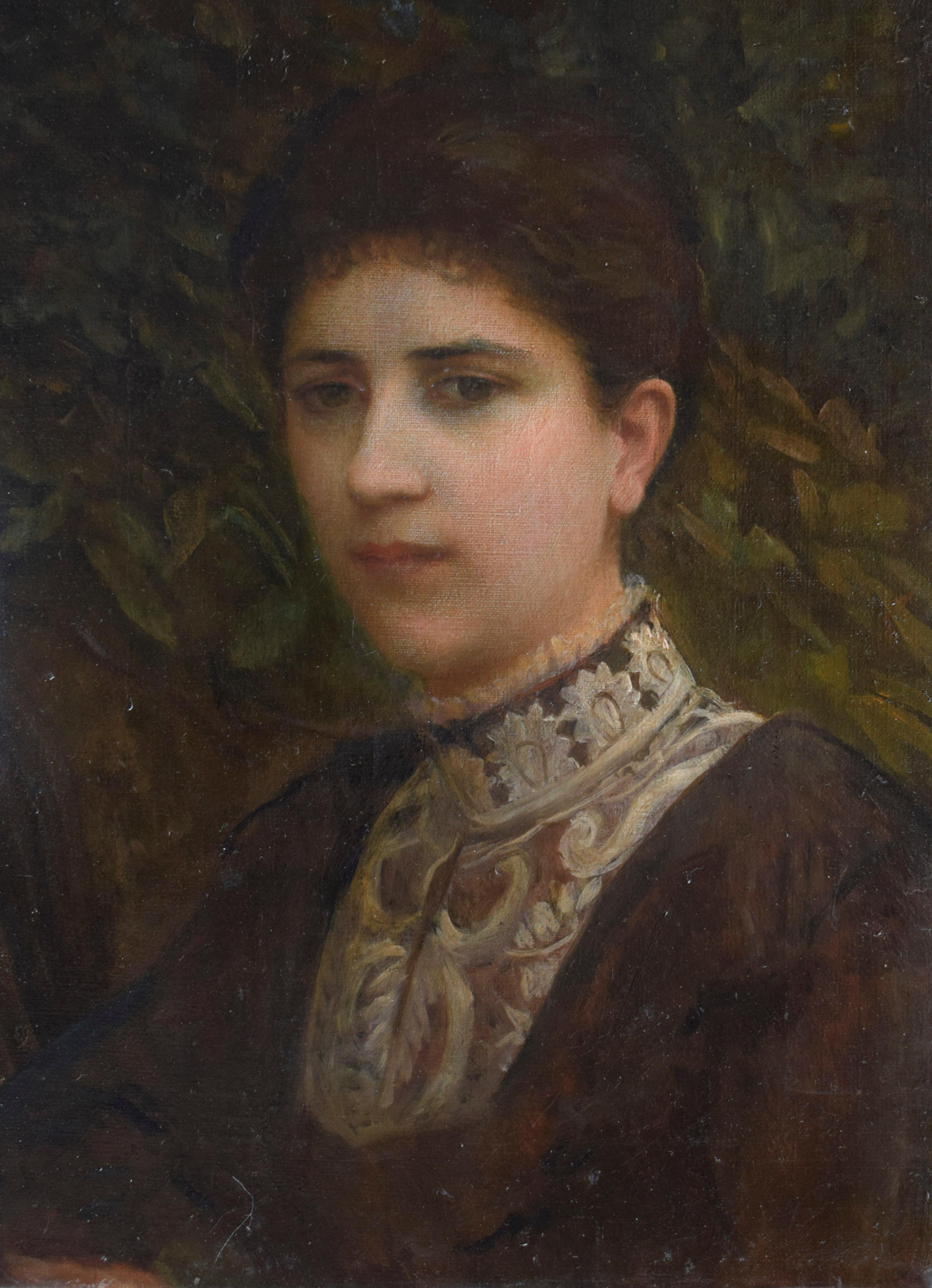 Portrait Painting di Napoleone Parisani - Ritratto di signora