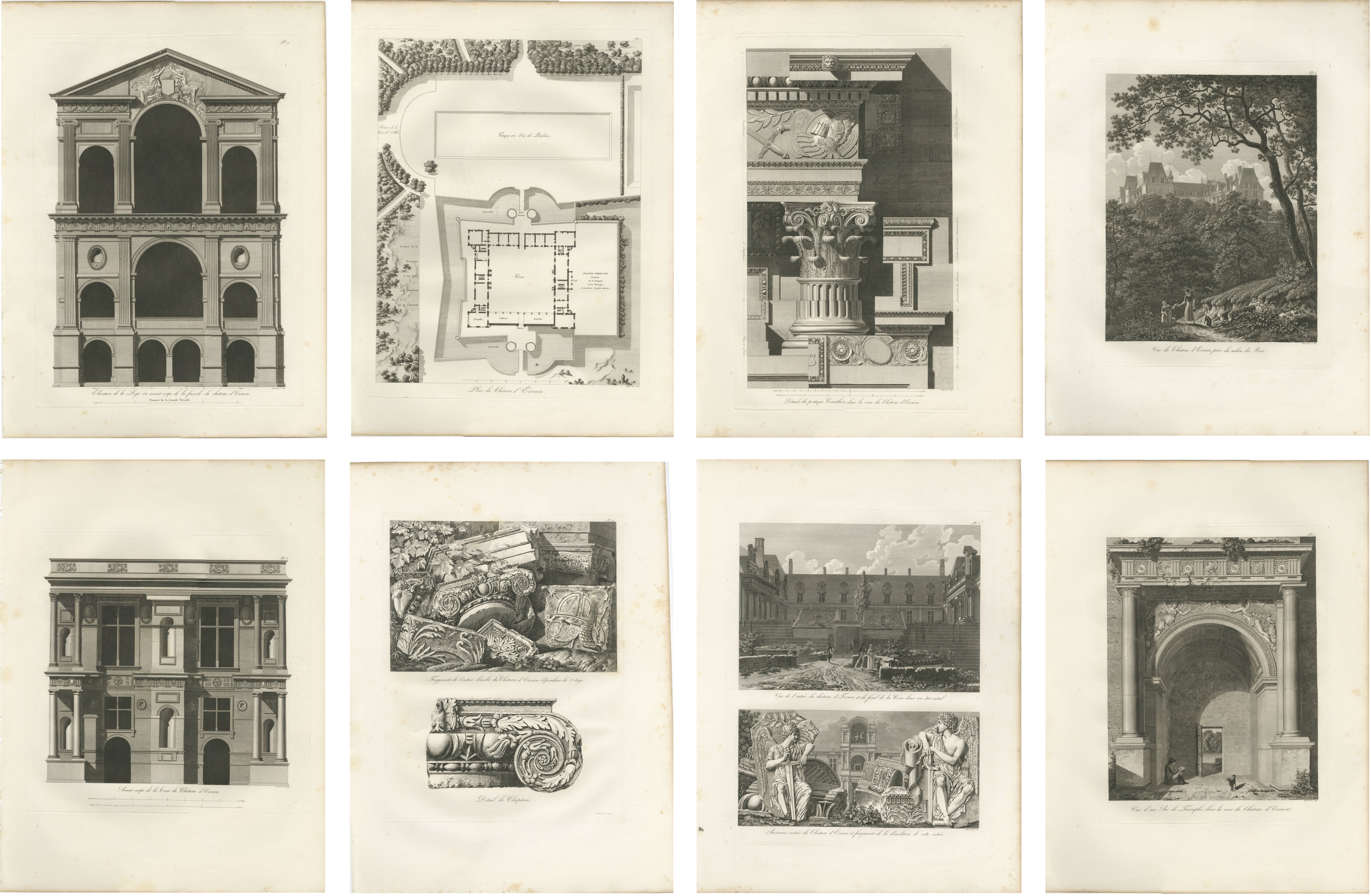 Napoleonic Architecture Engravings Set, Baltard Paris Monuments Plates - 1803