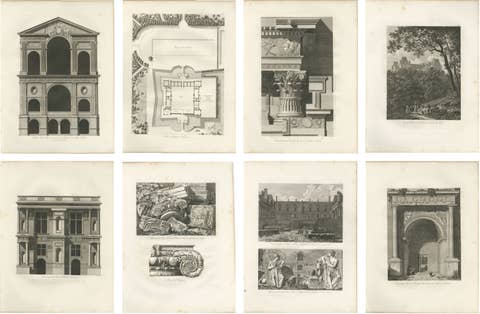 Napoleonic Architecture Engravings Set, Baltard Paris Monuments Plates - 1803
