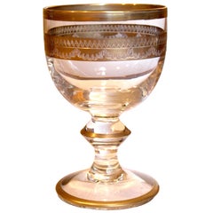 Napoleonic Blown Glass Set, Engraved Golden Decoration